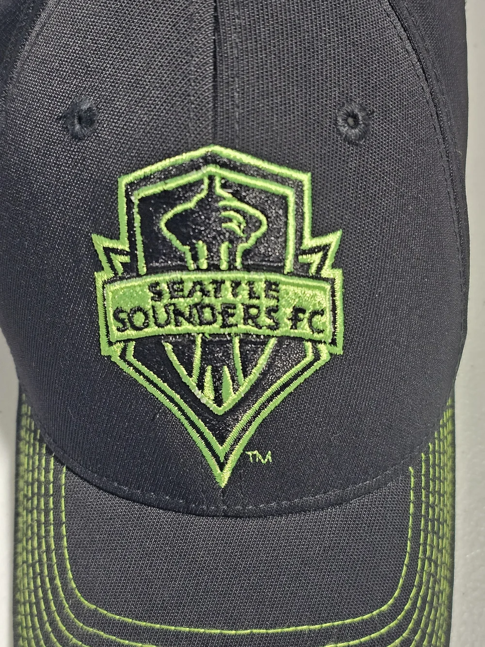 adidas MLS Seattle Sounders FC Black and Neon Green Cap Fitted Unisex